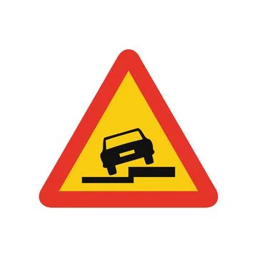 Triangular traffic signal in yellow and red, isolated on white background. Te Stock Illustration
