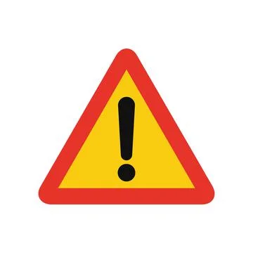 Triangular traffic signal in yellow and red, isolated on white background. Ot Stock Illustration