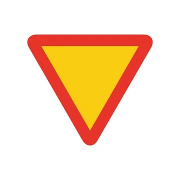 Triangular traffic signal in yellow and red, isolated on white background. Te Illustrazione stock