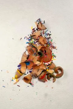 Triangular tree made of colorful shavings Stock Photos