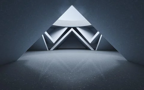 Triangular tunnel, abstract conception, 3d rendering. Stock Illustration