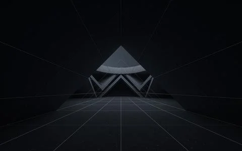 Triangular tunnel, abstract conception, 3d rendering. Ilustração Stock