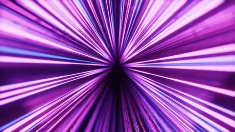 Triangular tunnel. Fly through mirror tunnel with neon pattern, glow lines form Stock Footage 281349546