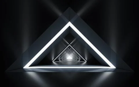 Triangular tunnel, futuristic concept, 3d rendering. Stock Illustration