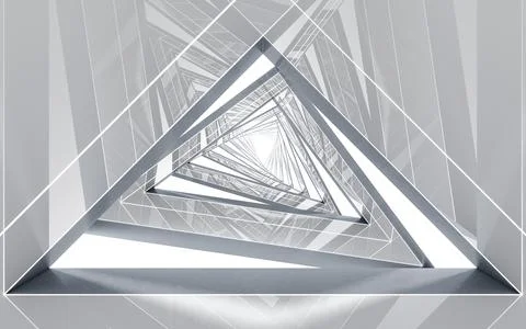 Triangular tunnel, futuristic concept, 3d rendering. Stock Illustration