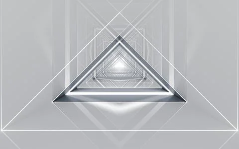 Triangular tunnel, futuristic concept, 3d rendering. Stock Illustration