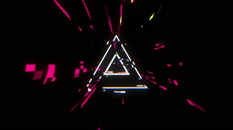 The triangular tunnel with multi-colored beams Stock Footage 64344151