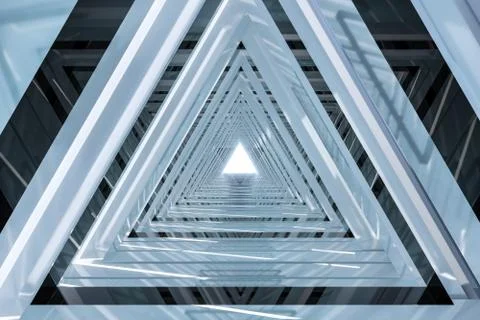 Triangular tunnel,Shuttle time,3d rendering. Stock Illustration