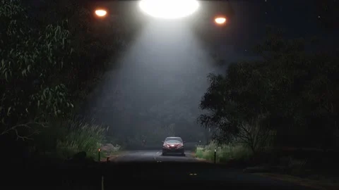 Triangular UFO Over a Car Stock Footage 161960759