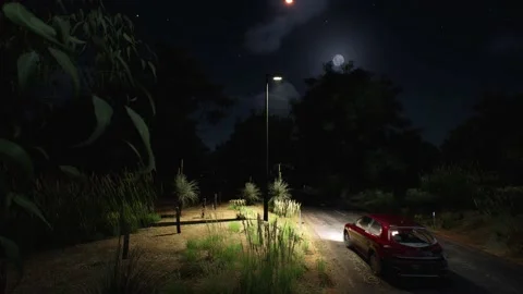 Triangular UFO  rovering a car 02 Stock Footage 161961490