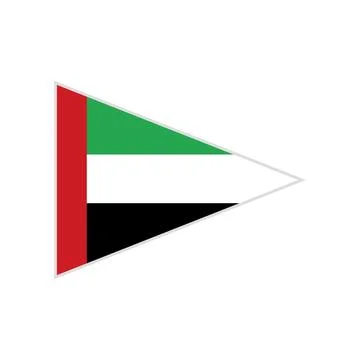 Triangular United Arab Emirates flag. Vector. Illustrazione stock