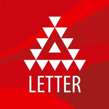 Triangular vector logo letter A on a red background 스톡 일러스트