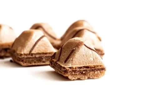 Triangular waffle cookie on a white background 写真素材