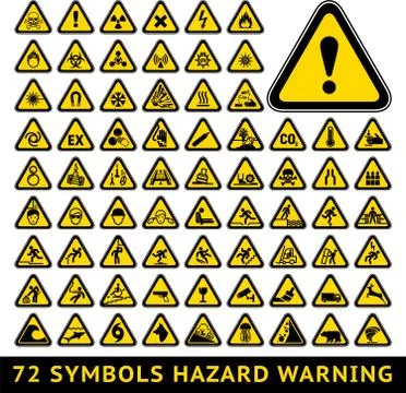 Triangular warnig sign yellow color vector image Illustrazione stock