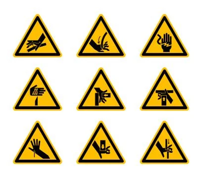 Triangular Warning Hazard Symbols labels Isolate On White Background,Vector I Stock Illustration