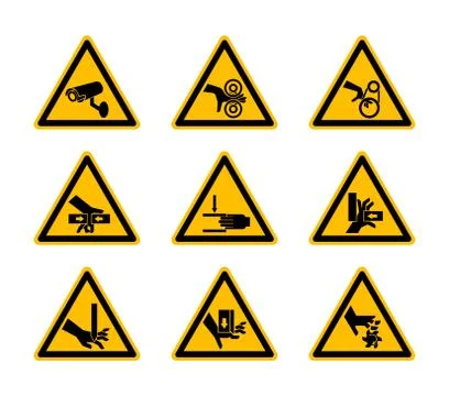 Triangular Warning Hazard Symbols labels Isolate On White Background,Vector I Stock Illustration