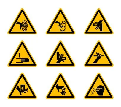 Triangular Warning Hazard Symbols labels Isolate On White Background,Vector I Stock Illustration
