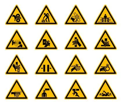 Triangular Warning Hazard Symbols labels On White Background,Vector Illustrat 스톡 일러스트