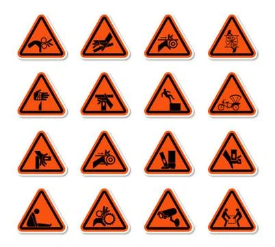 Triangular Warning Hazard Symbols labels Sign Isolate on White Background,Vec 스톡 일러스트
