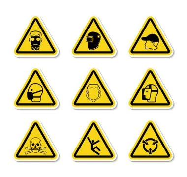 Triangular Warning Hazard Symbols labels Sign Isolate on White Background,Vec Stock Illustration