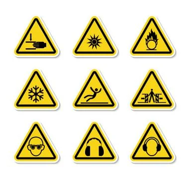 Triangular Warning Hazard Symbols labels Sign Isolate on White Background,Vec Stock Illustration