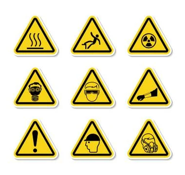 Triangular Warning Hazard Symbols labels Sign Isolate on White Background,Vec Stock Illustration