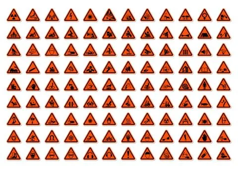 Triangular Warning Hazard Symbols labels Sign Isolate on White Background,Vec Stock Illustration