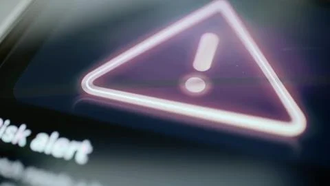Triangular warning icon above Risk Alert text Stock Illustration