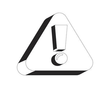 Triangular warning sign with exclamation mark 2D line object Ilustração Stock