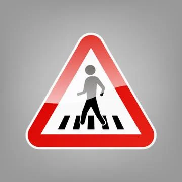 Triangular warning sign for pedestrian crossing isolated on background. Vecto Stock Illustration