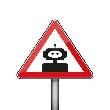 Triangular warning sign with robot イラスト素材