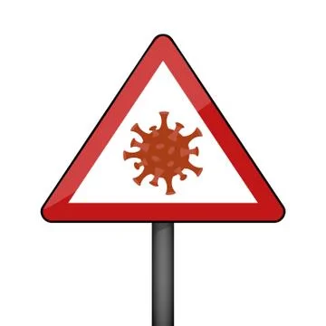 Triangular warning sign with virus icon イラスト素材