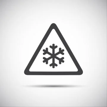 Triangular warning symbol, simple vector illustration of snowflakes Stock Illustration