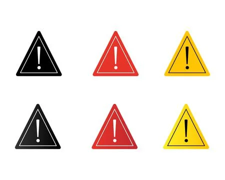 Triangular warning symbols with exclamation mark. Stock Illustration