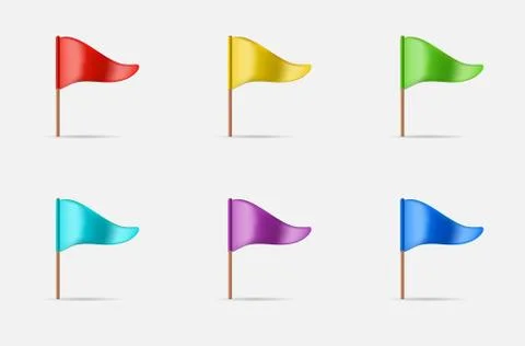 Triangular Waving Flag Set Icon or Logo in Vector. 스톡 일러스트