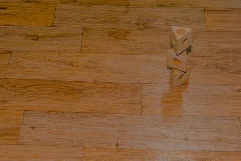 Triangular wooden building blocks 스톡 사진