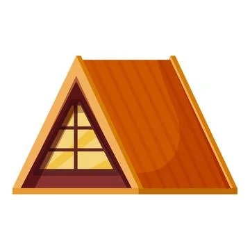 Triangular wooden dormer window with orange tiled roof Ilustración de archivo