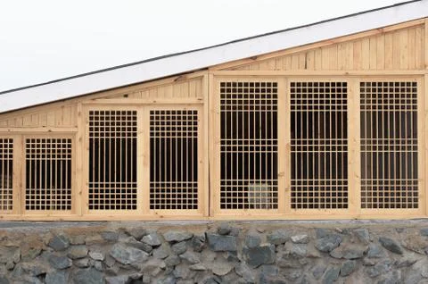 Triangular wooden grid 스톡 사진