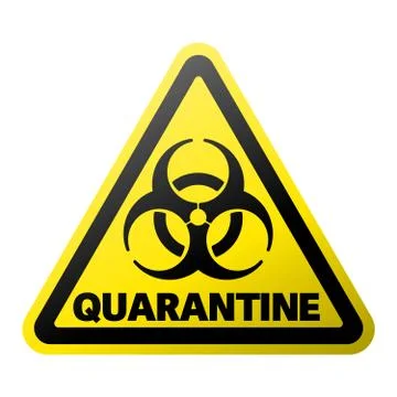 Triangular yellow and black QUARANTINE warning sign with biohazard symbol Stock-Illustration