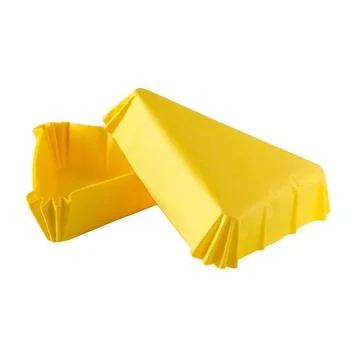 Triangular yellow paper baking forms for cakes Stock Photos