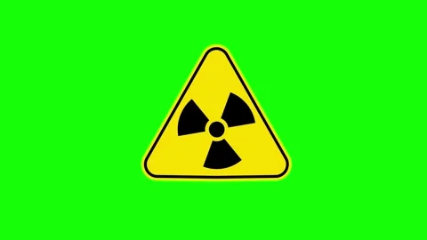 Triangular yellow radiation warning sign on a green screen Stock-Footage 331766840