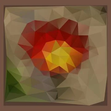 Triangulate mosaic tile red yellow flower Stock Illustration