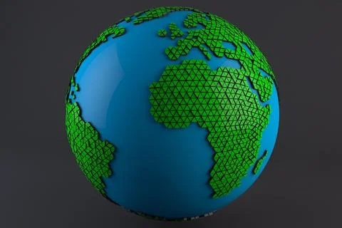 Triangulated Earth Low Poly Design 3D Model