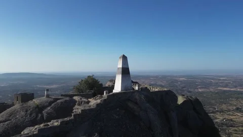 Triangulation pillar on a granite mountain Stock Footage 341282276