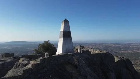 Triangulation pillar on a granite mountain Stock Footage 341282297