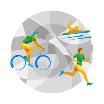 Triathlon with abstract patterns Stock Illustration