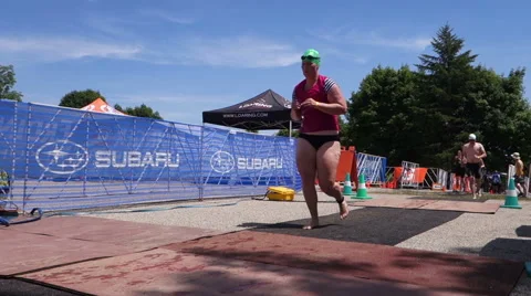 Triathlon in progress Stock Footage 64448168