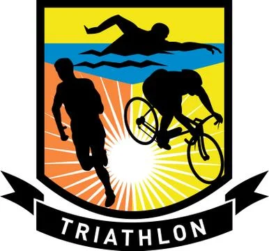 Triathlon swim bike run race Stock Illustration
