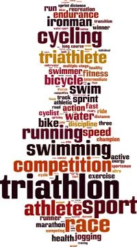 Triathlon word cloud Stock Illustration
