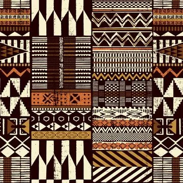 Tribal African style fabric patchwork Stock Illustration